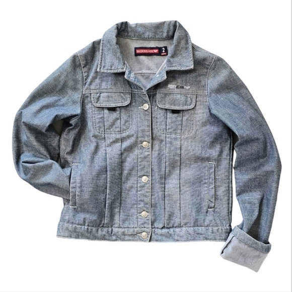 3 for $30! SALE Quiksilver Roxy Classic Denim Cropped Jacket - Picture 1 of 11